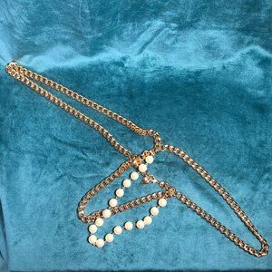 Gold Chain & Pearl Fashion Belt